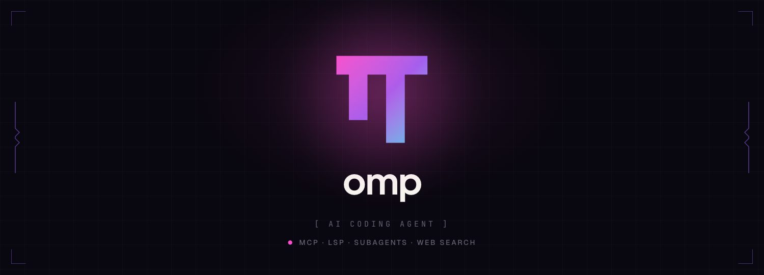 omp 官方宣传图：a coding agent with the IDE wired in